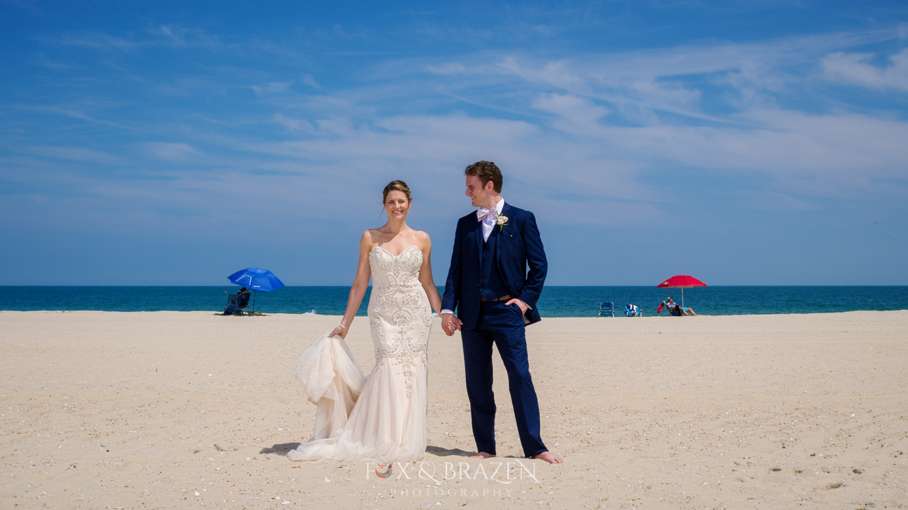 f16 on the beach with Bride and Groom