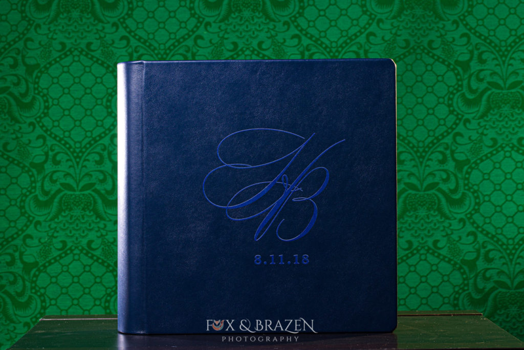 Simple Leather Cover for Wedding Album in Navy