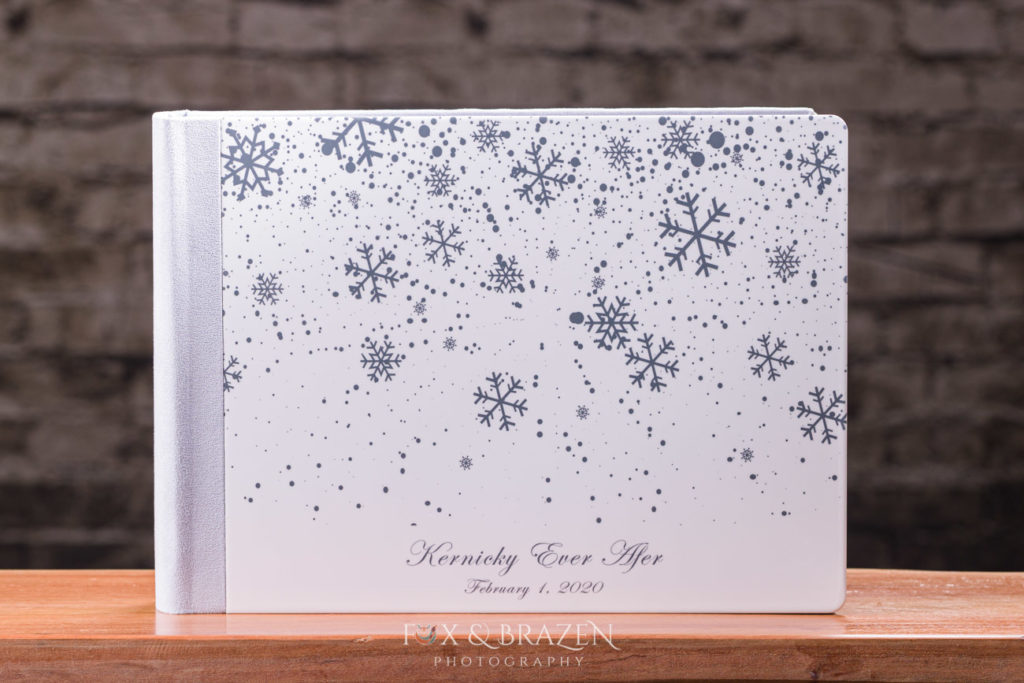 Metal Cover Graphi Wedding Album with snowflakes